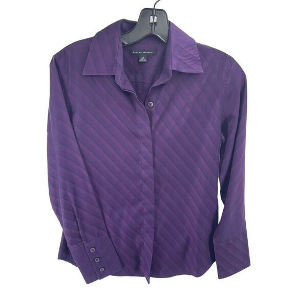 Banana Republic Womens Button Down Shirt Striped Long Sleeve Purple Size XS - Picture 1 of 11
